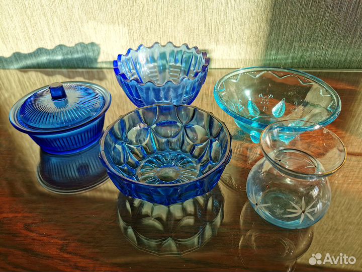 Цветное стекло посуда СССР винтаж, разные предметы