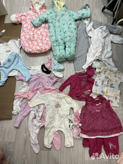 Детские вещи пакетом девочка 52-64 пелёнки