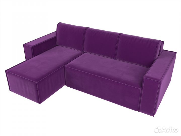 Угловой диван Куба левый угол, микровельвет, фиолетовый
