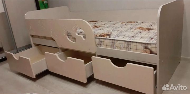 Детская кровать с бортиком Минима Лего Крем 80х160