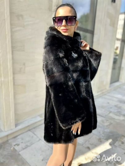 Шуба норковая с капюшоном