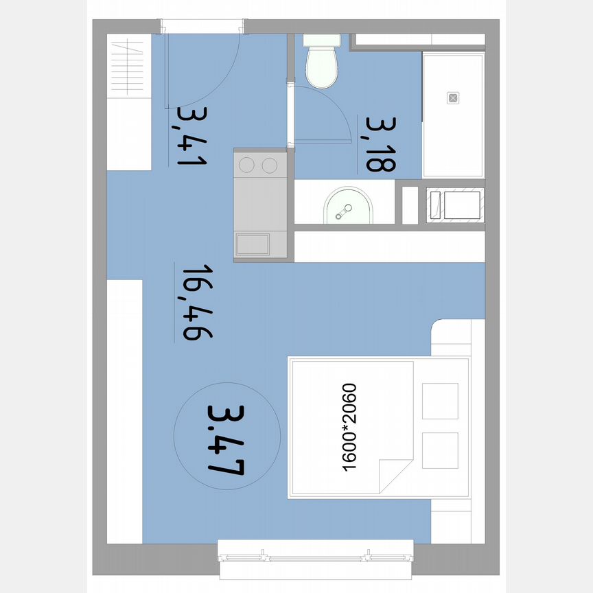 1-к. апартаменты, 23,1 м², 3/13 эт.
