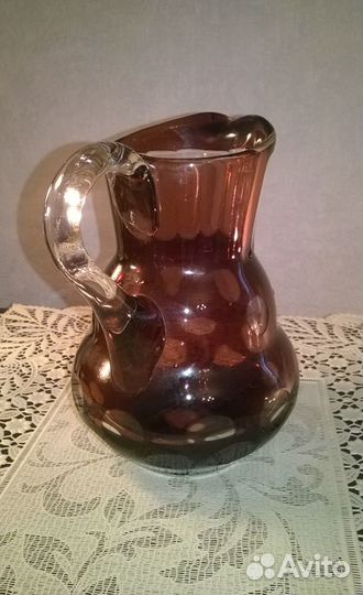 Кувшин «Горох» марганцевое рубиновое стекло, СССР