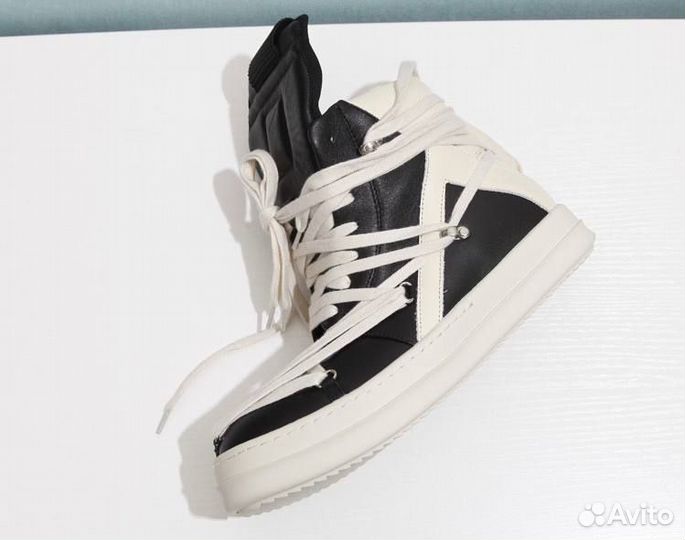 Rick Owens Hexagram Geobasket Черно-белые Кроссовк