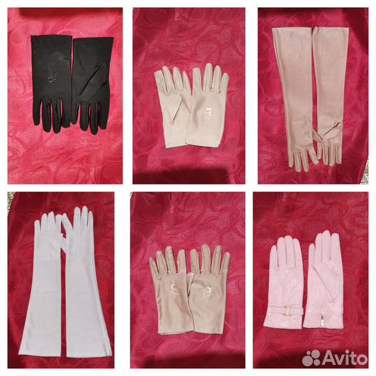 Перчатки розовые натур кожа, текстильные разноцвет