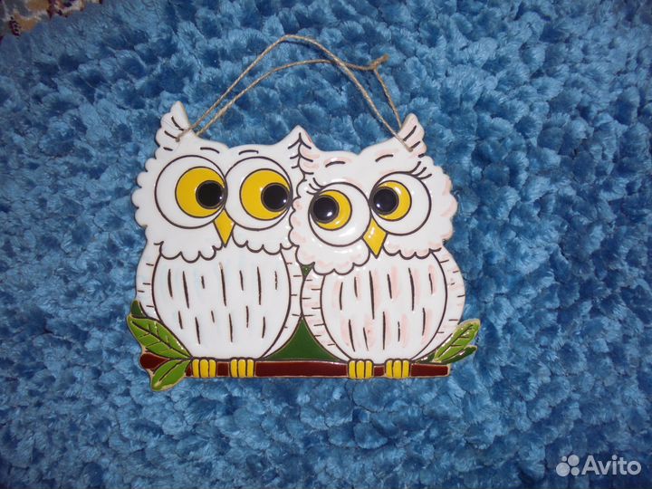 Панно керам Рыба Совы Коты Ёжик