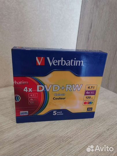 Оптический диск DVD-RW Verbatim 4.7гб 4x, 5шт
