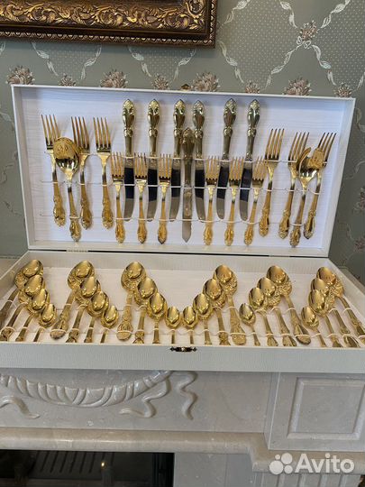 Столовый набор мельхиор Золотая Роза Кольчугино