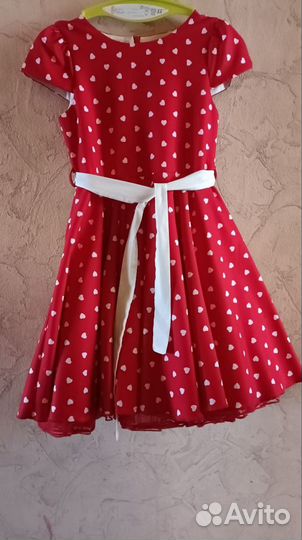 Нарядное платье для девочки 122 128 красное