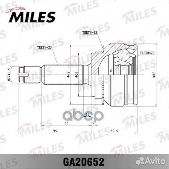 ШРУС mitsubishi lancer IX 1.8gdit 03-07 нар. +ABS