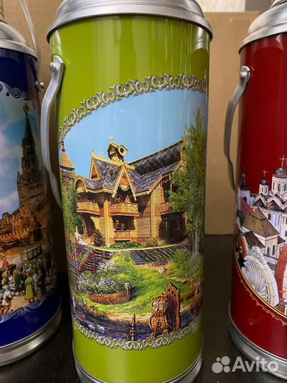 Новый термос 1.2 литра,стеклоколба,металич. корпус