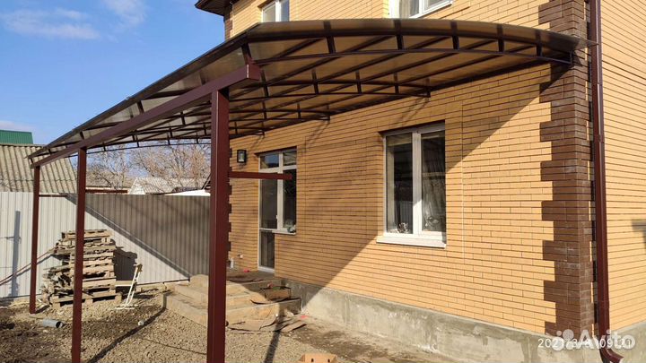 Навесы из поликарбоната, профнастила