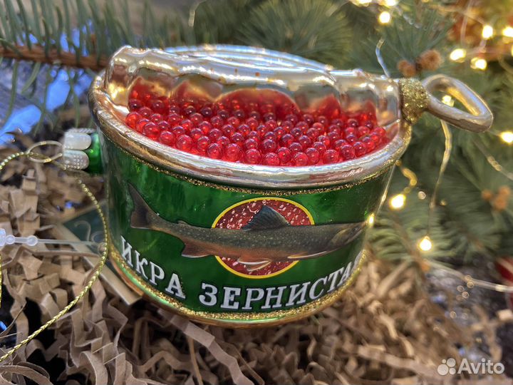 Ёлочные игрушки - банка икры (стекло)
