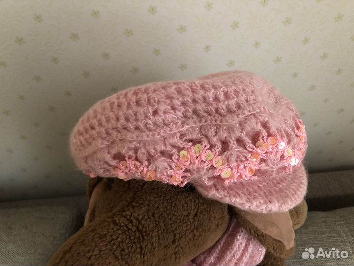 Шапка Беретка вязаная и шарф вязаный