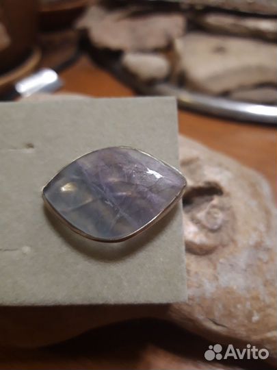 Кольцо с флюоритом натуральным, мельхиор