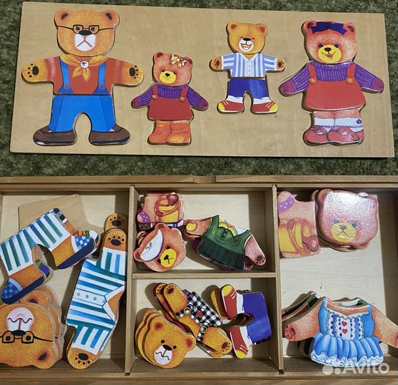 Пазл деревянный мишки