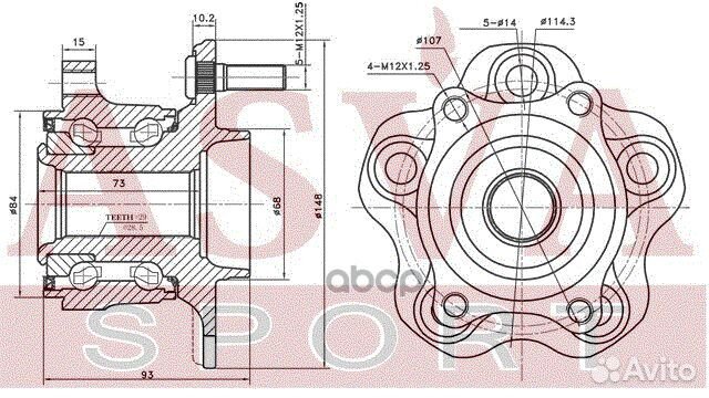 Ступица колеса с ABS зад прав/лев nswhz50MR