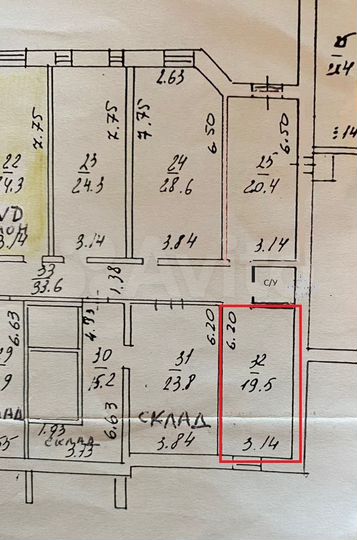 Свободного назначения, 19.5 м²