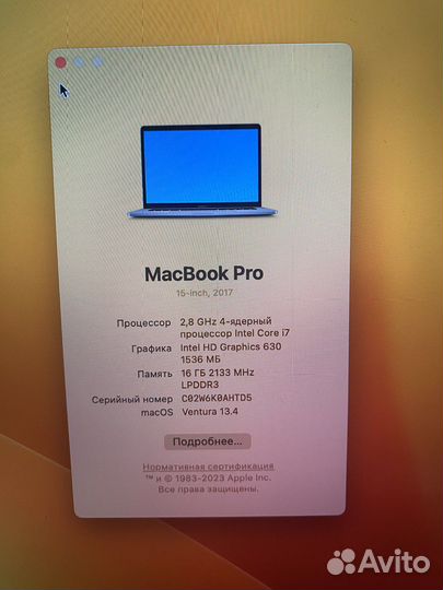 Apple MacBook pro 15 2017