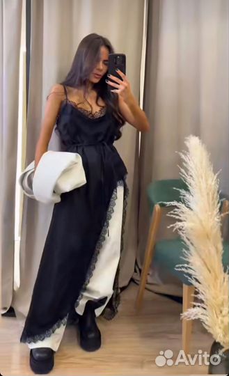 Платье комбинация с кружевом