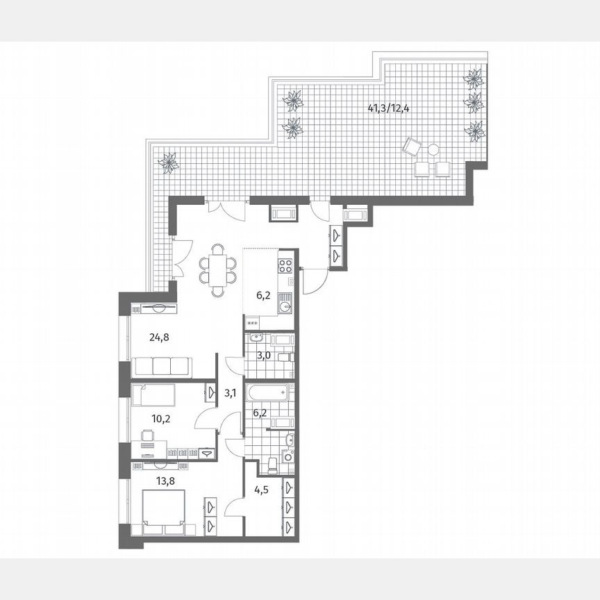 3-к. квартира, 88,3 м², 13/13 эт.
