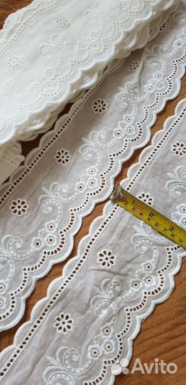 Кружево на батисте хлопок, в ассортименте 4 метра