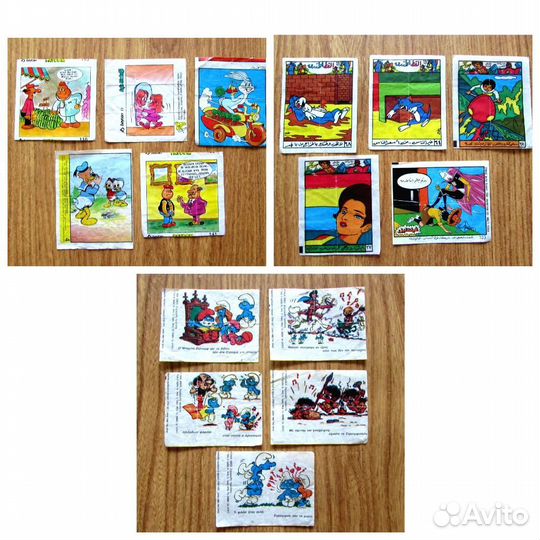 Вкладыши наклейки жвачки комиксы, смурфики, PatBom