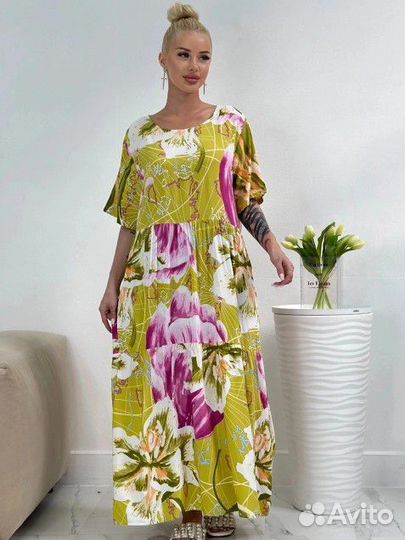 Платье Макси из штапель 52-58