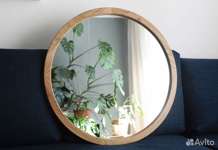 Зеркало круглое массив дерева дуб 700мм