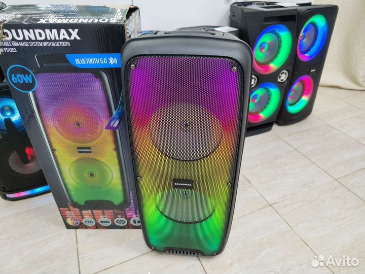 Портативная аудиосистема 60Вт c подсветкой