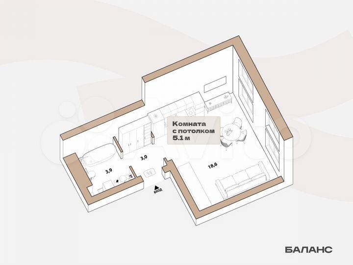 Квартира-студия, 25,5 м², 23/23 эт.