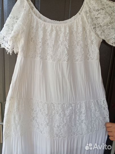 Платье белое, летнее хлопок Италия 48-56