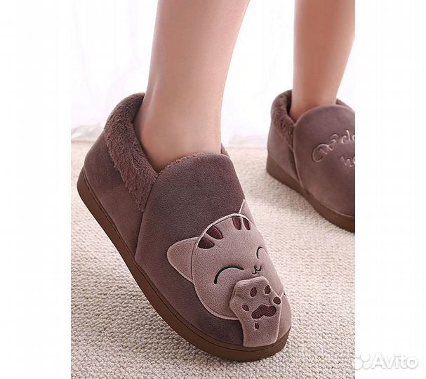 Тапочки Funfur Кот Коричневый с задником 42-43 Кор
