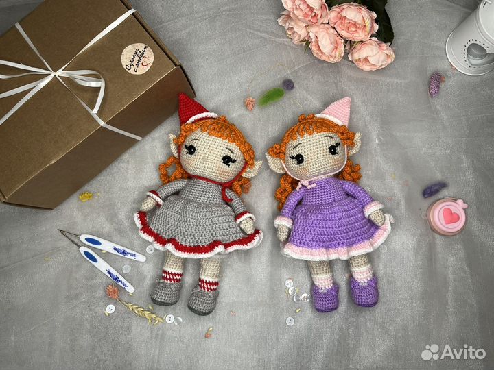 В наличии вязаная кукла крючком эльф амигуруми
