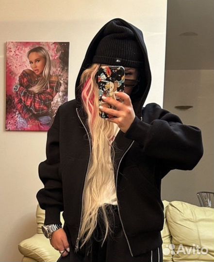 Зип худи женское оверсайз