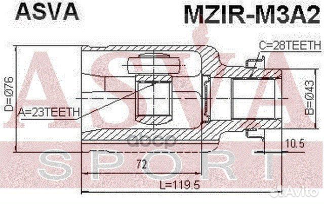 ШРУС внутренний перед прав mzirm3A2 asva