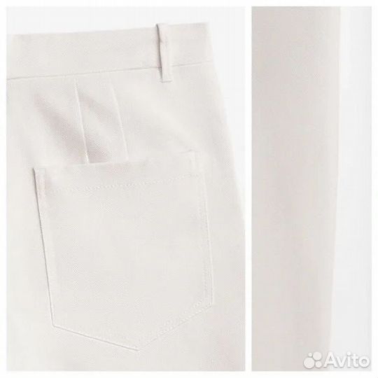 Белые брюки новые из плотного денима Massimo Dutti