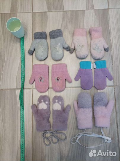 Шапки и перчатки на девочку от 1 до 3 лет