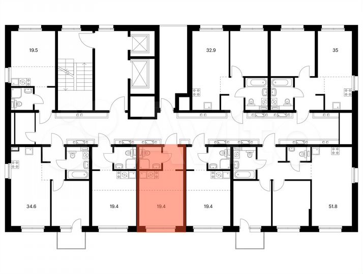 Квартира-студия, 19,4 м², 8/14 эт.