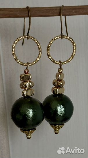 Серьги с хлопковым жемчугом