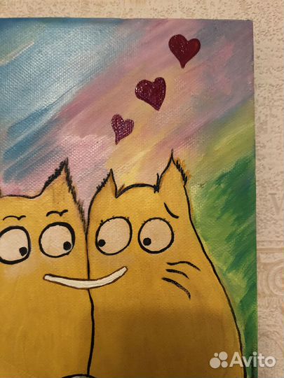 Картина влюблённые котики