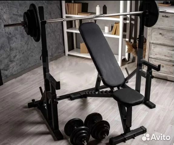 Стойка Скамья Штанга 43 кг Гантели 2х19кг