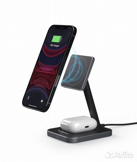 Беспроводная зарядка MagSafe 2 в 1 20 Вт, серый