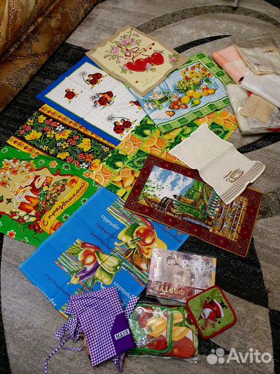 Вафельные Полотенца, скатерти, фартук, кух. Набор