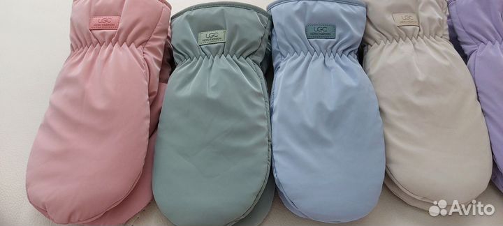 Варежки UGG балоневые с толстым мехом внутри