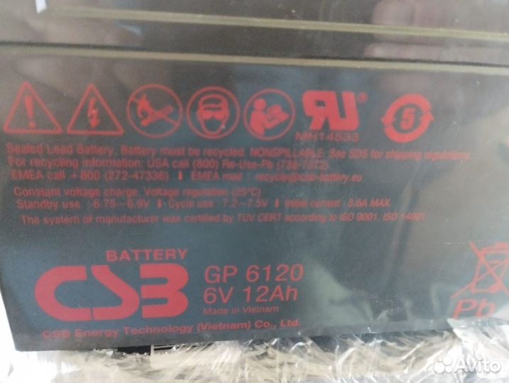 Аккумуляторная батарея для ибп CSB GP6120 6V 12Ah