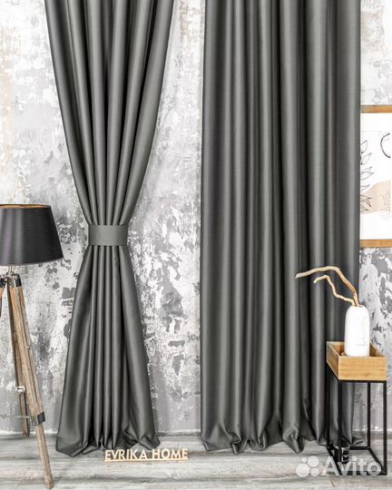 Шторы блэкаут Амадео графит новые пошив