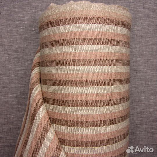 Мебельная (обивочная) льняная ткань в полоску