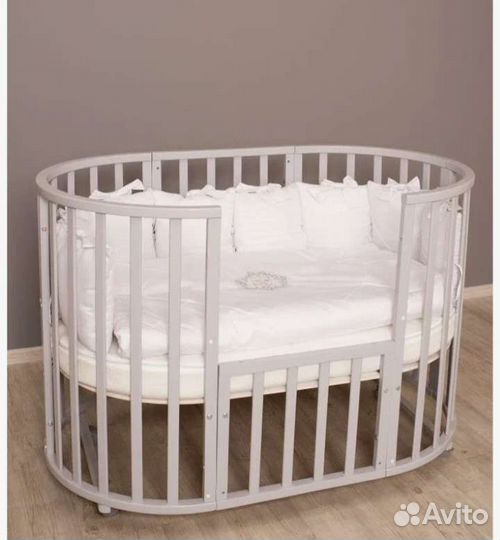 Детская кроватка- трансформер 9 в 1 серая