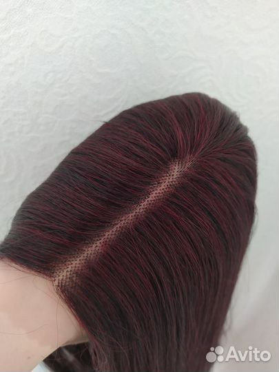 Парик на сетке lace front черный бордо